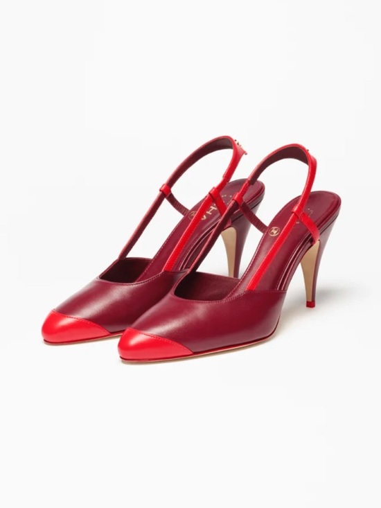 CHANEL Shoes - SOLD！CHANEL Two-Tone Red Slingback Pumps